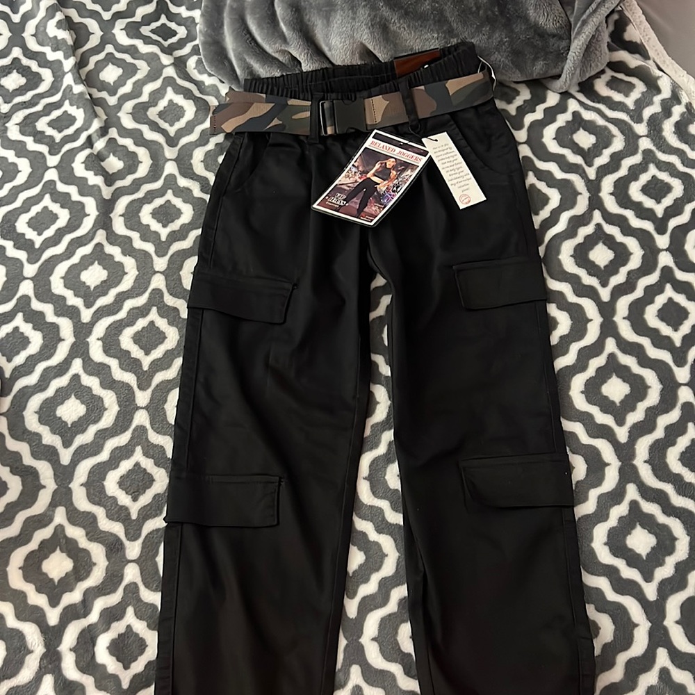 Black, cargo joggers